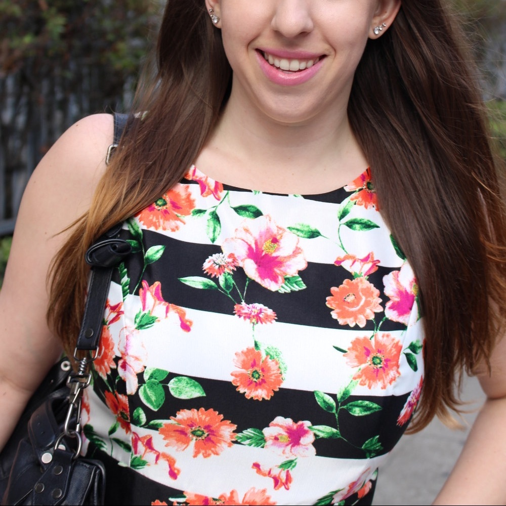 Saks Fifth Avenue RED Floral Stripe Dress - Picture 2 of 8